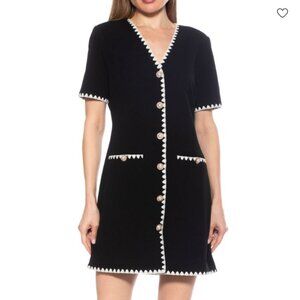 Alexia Admor Jaiya Short Sleeve Button Front Contrast Trim Mini Dress